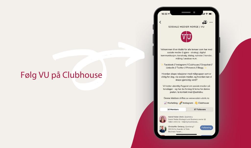 Følg VU sin klubb på Clubhouse